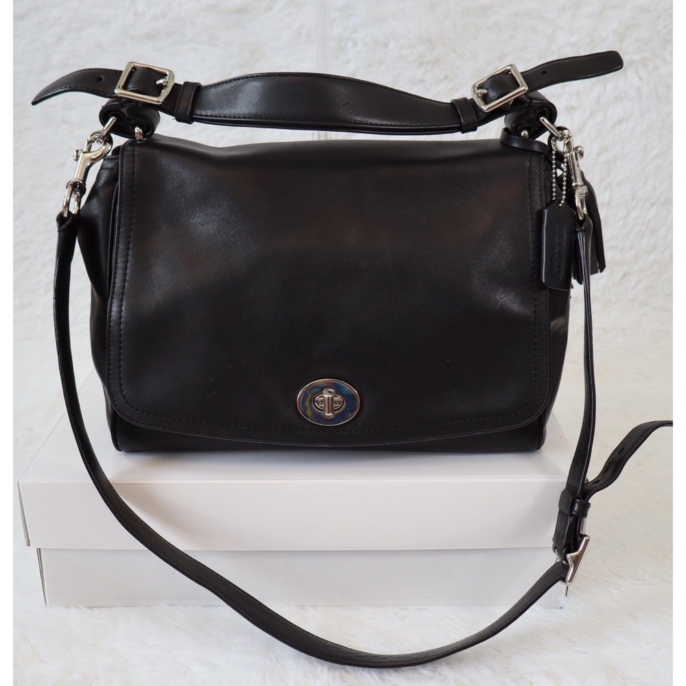 Vintage Black Coach Legacy Leather Romy Top Handle Bag (Style 22383)